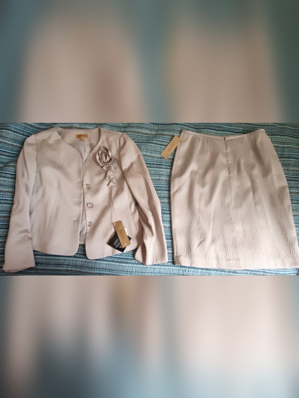 NWT Kasper Women’s Desert Sands Textured Jacket & Skirt Suit Set Size 14